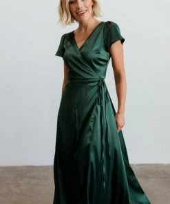 BB Custom Dresses Krystal Satin Wrap Gown | Green