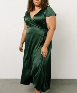 BB Custom Dresses Krystal Satin Wrap Gown | Green