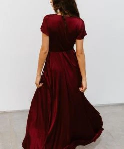 BB Custom Krystal Satin Wrap Gown | Wine 11 BB Custom Krystal Satin Wrap Gown | Wine