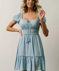 IL Labelle Swiss Dot Mini Dress | Sky Blue