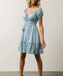 IL Labelle Swiss Dot Mini Dress | Sky Blue