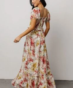 BB Custom Dresses Larissa Maxi Dress | Berry And Golden Floral