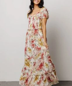BB Custom Dresses Larissa Maxi Dress | Berry And Golden Floral