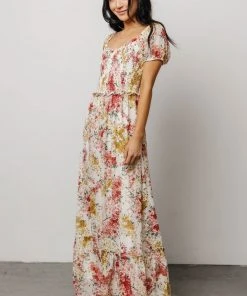 BB Custom Dresses Larissa Maxi Dress | Berry And Golden Floral