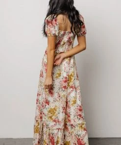BB Custom Dresses Larissa Maxi Dress | Berry And Golden Floral