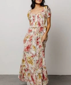 BB Custom Dresses Larissa Maxi Dress | Berry And Golden Floral