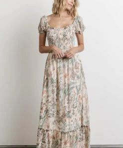 BB Custom Dresses Larissa Maxi Dress | Peach And Sage Floral