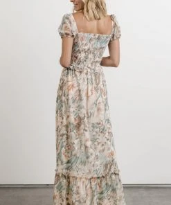 BB Custom Dresses Larissa Maxi Dress | Peach And Sage Floral