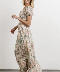 BB Custom Dresses Larissa Maxi Dress | Peach And Sage Floral