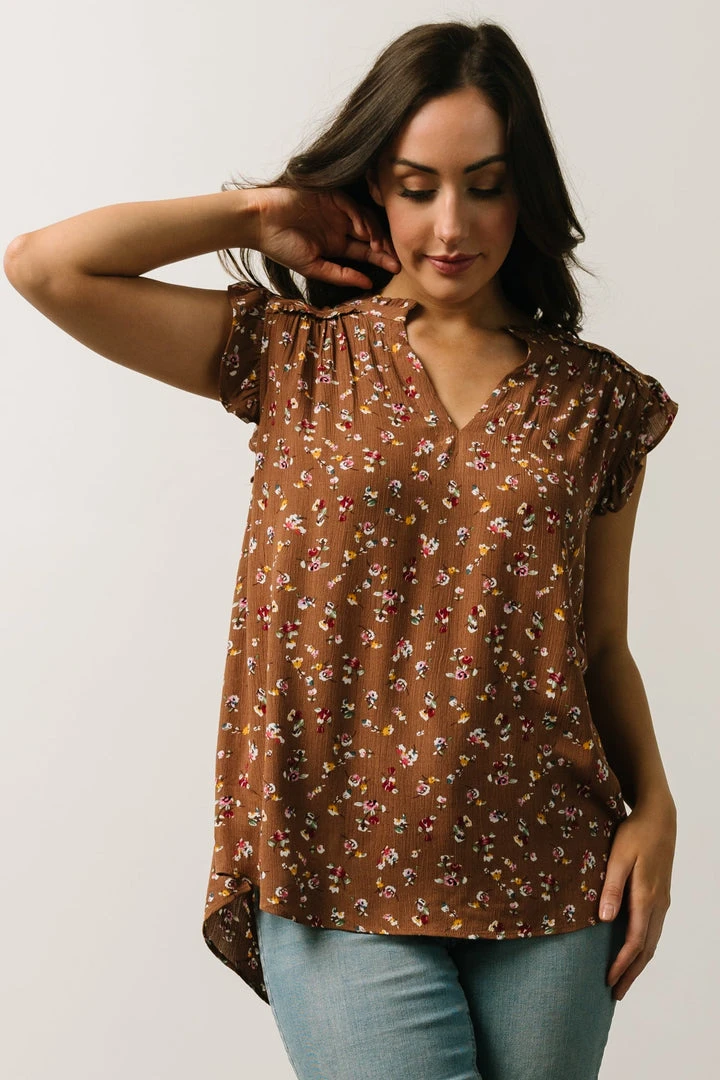 KA Lars Top | Mocha Multi Floral 6 KA Lars Top | Mocha Multi Floral