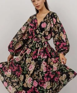FT Dresses Laurie Midi Dress | Black Floral