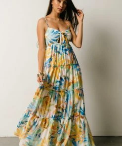 FT Leighton Front Tie Maxi Dress | Multi Floral Dresses