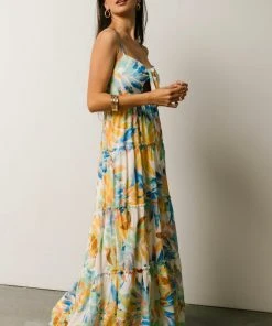 FT Leighton Front Tie Maxi Dress | Multi Floral Dresses
