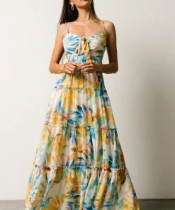 FT Leighton Front Tie Maxi Dress | Multi Floral Dresses