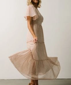 Leilani Tiered Midi Dress | Dusty Pink Floral