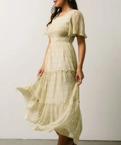 Leilani Tiered Midi Dress | Yellow + Green Multi Floral Dresses