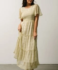 Leilani Tiered Midi Dress | Yellow + Green Multi Floral Dresses