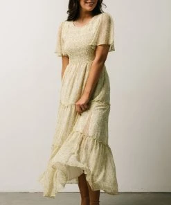 Leilani Tiered Midi Dress | Yellow + Green Multi Floral Dresses