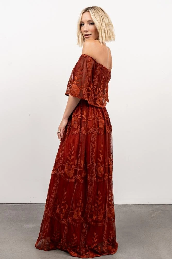 BB Custom Leon Off Shoulder Maxi Dress | Rust Dresses BB Custom Leon Off Shoulder Maxi Dress | Rust Dresses