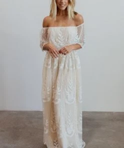 BB Custom Leon Off Shoulder Maxi Dress | White Dresses