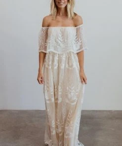 BB Custom Leon Off Shoulder Maxi Dress | White Dresses