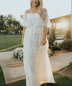 BB Custom Leon Off Shoulder Maxi Dress | White Dresses