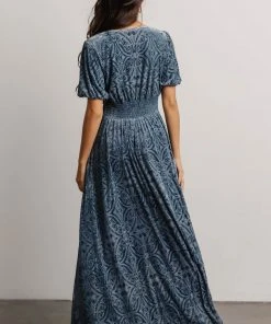 BB Custom Leslie Embossed Velvet Maxi | Blue