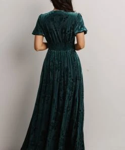 BB Custom Dresses Leslie Embossed Velvet Maxi | Emerald
