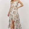 HAY Lexa High Low Maxi Dress | Ivory Floral