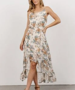 HAY Lexa High Low Maxi Dress | Ivory Floral