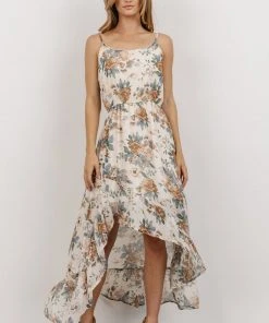 HAY Lexa High Low Maxi Dress | Ivory Floral