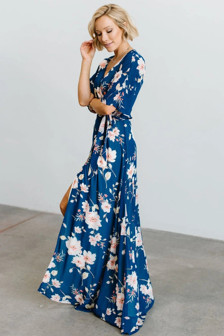 Soi Lilly Wrap Maxi Dress | Blue Floral 7 Soi Lilly Wrap Maxi Dress | Blue Floral