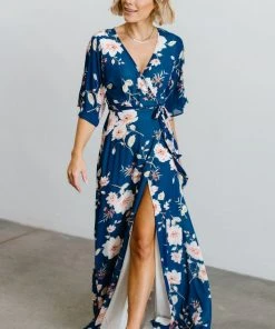 Soi Lilly Wrap Maxi Dress | Blue Floral 18 Soi Lilly Wrap Maxi Dress | Blue Floral