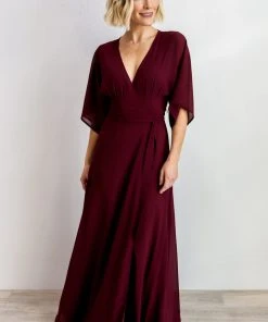 Soi Lilly Wrap Maxi Dress | Burgundy Dresses