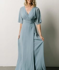Soi Lilly Wrap Maxi Dress | Dusty Blue