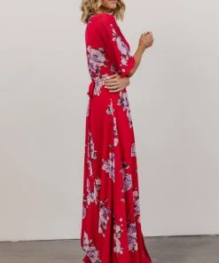 Soi Lilly Wrap Maxi Dress | Fuchsia Floral Dresses