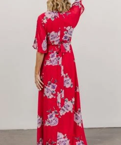 Soi Lilly Wrap Maxi Dress | Fuchsia Floral Dresses