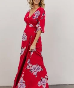 Soi Lilly Wrap Maxi Dress | Fuchsia Floral Dresses