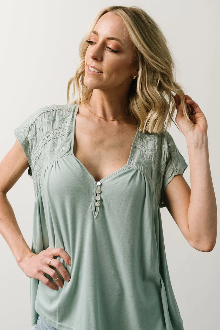IL Lindley Embroidery Top | Dusty Sage 2 IL Lindley Embroidery Top | Dusty Sage