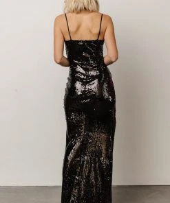 RR Linz Sequin Maxi Dress | Black Dresses