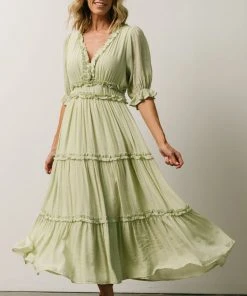 FT Dresses Lonnie Tiered Midi Dress | Light Green