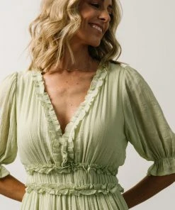 FT Dresses Lonnie Tiered Midi Dress | Light Green