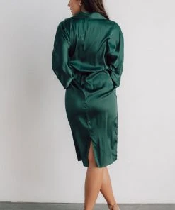 DD Luanna Satin Midi Dress | Hunter Green Dresses