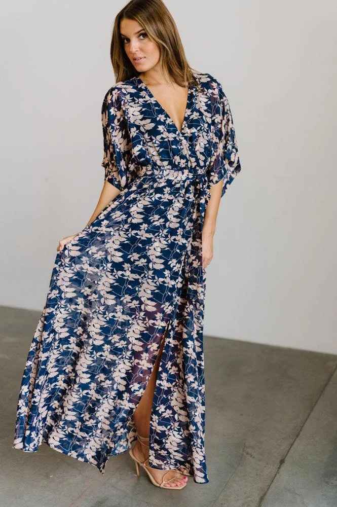 BB Custom Luca Jacquard Kimono Maxi Dress | Blue + Pink Floral Dresses 5 BB Custom Luca Jacquard Kimono Maxi Dress | Blue + Pink Floral Dresses