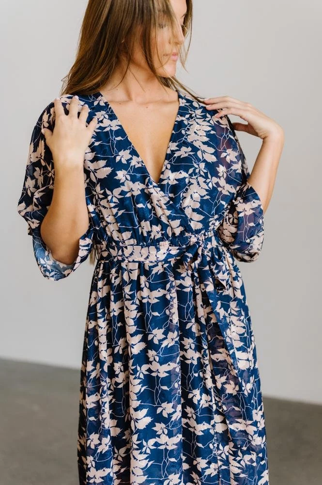 BB Custom Luca Jacquard Kimono Maxi Dress | Blue + Pink Floral Dresses 3 BB Custom Luca Jacquard Kimono Maxi Dress | Blue + Pink Floral Dresses