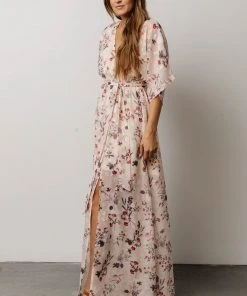 BB Custom Luca Jacquard Kimono Maxi Dress | Cherry Blossom Floral Dresses