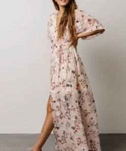 BB Custom Luca Jacquard Kimono Maxi Dress | Cherry Blossom Floral Dresses