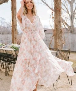 BB Custom Luca Jacquard Kimono Maxi Dress | Pastel Floral Dresses