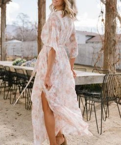 BB Custom Luca Jacquard Kimono Maxi Dress | Pastel Floral Dresses
