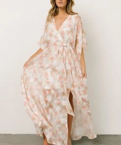 BB Custom Luca Jacquard Kimono Maxi Dress | Pastel Floral Dresses